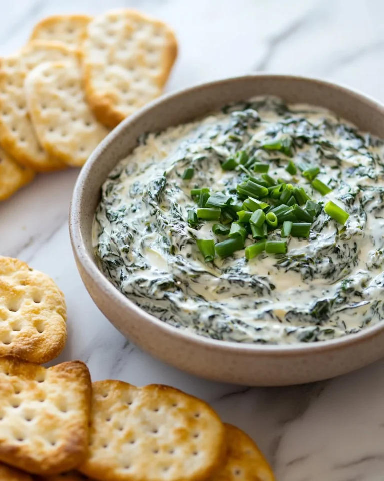 Creamy cold spinach dip served in a bowl with fresh vegetables for dipping.