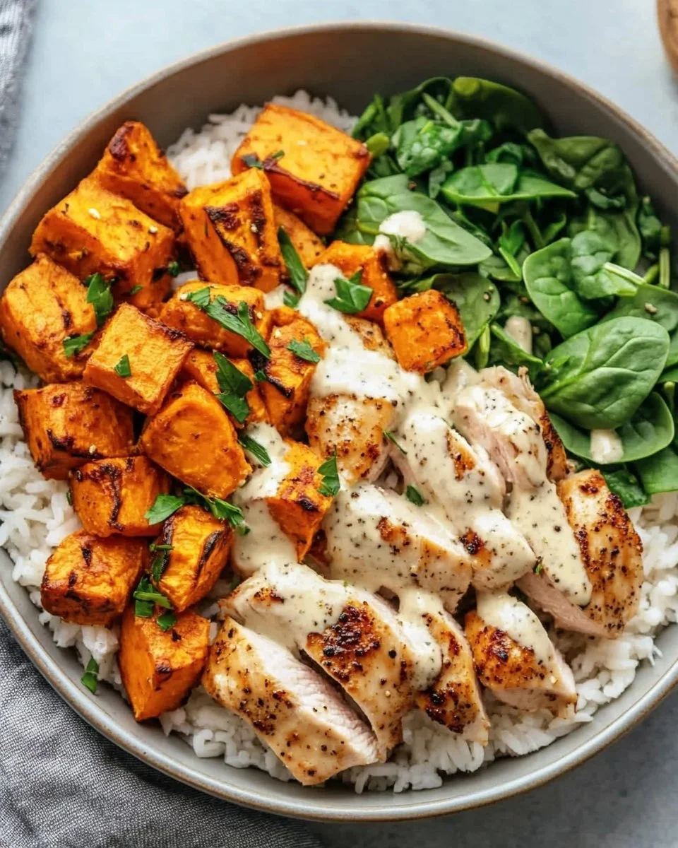 Healthy Chicken & Sweet Potato Rice Bowl