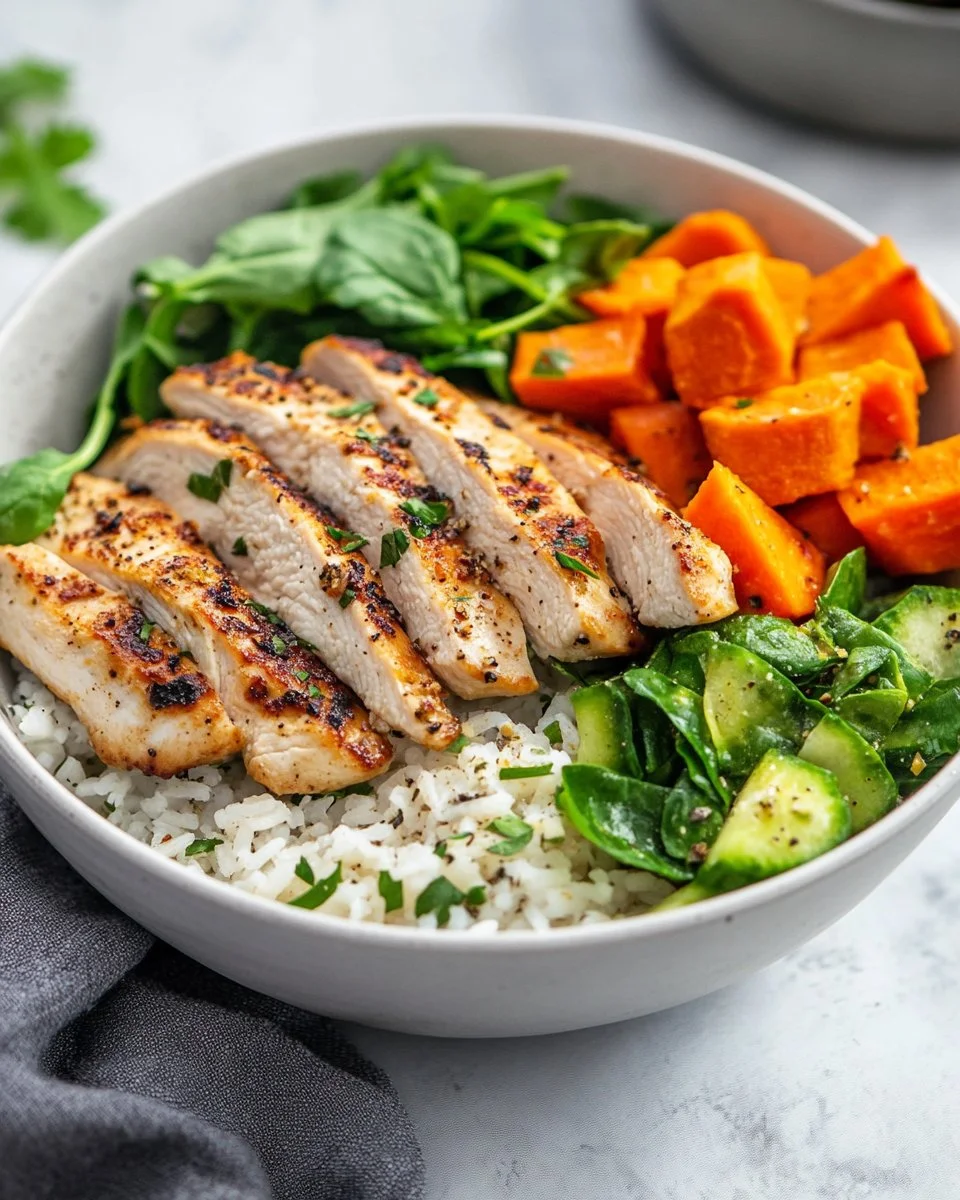 Healthy Chicken & Sweet Potato Rice Bowl