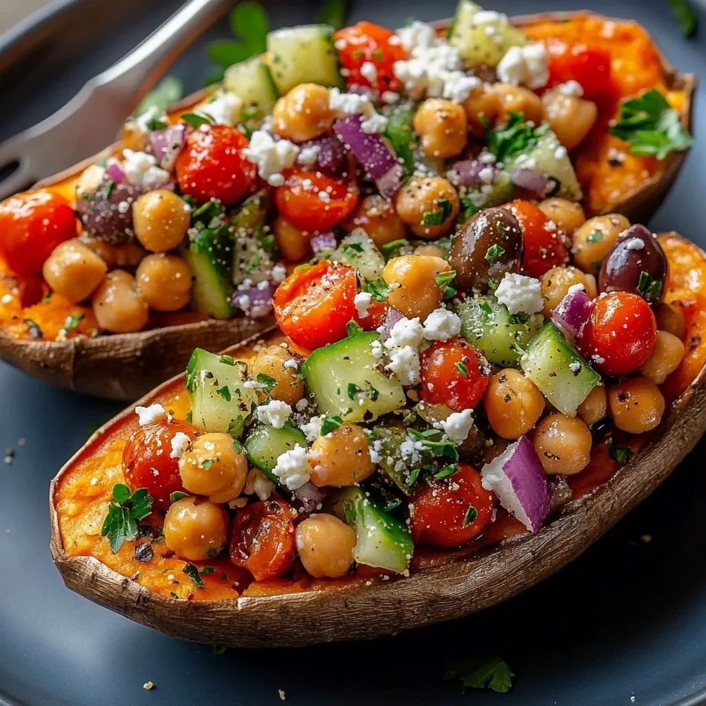 Mediterranean Stuffed Sweet Potatoes