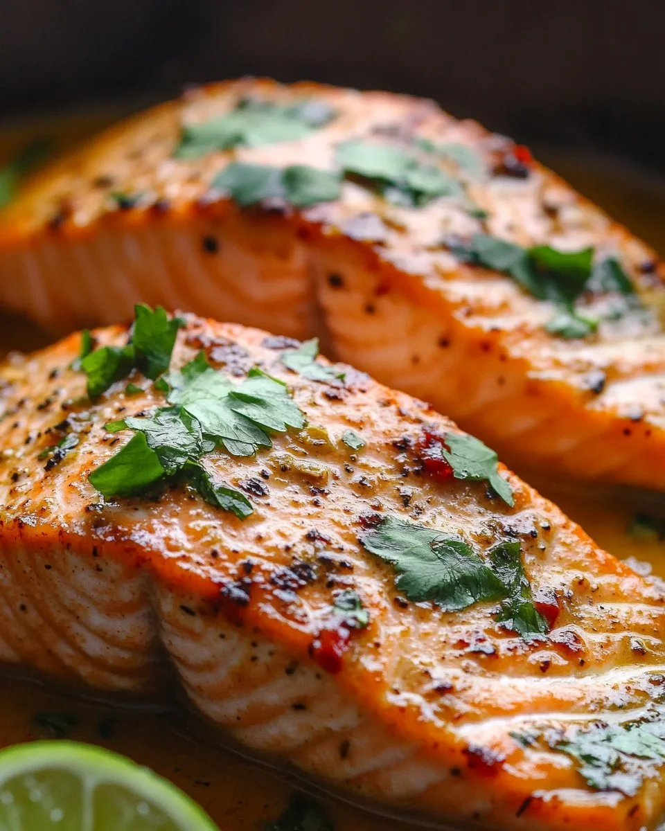 One-Pan Coconut Curry Salmon with Garlic Butter