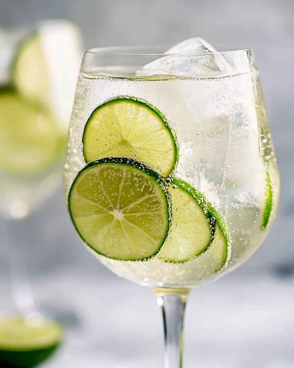 Sparkling Limoncello Cooler served in a glass with lemon garnish