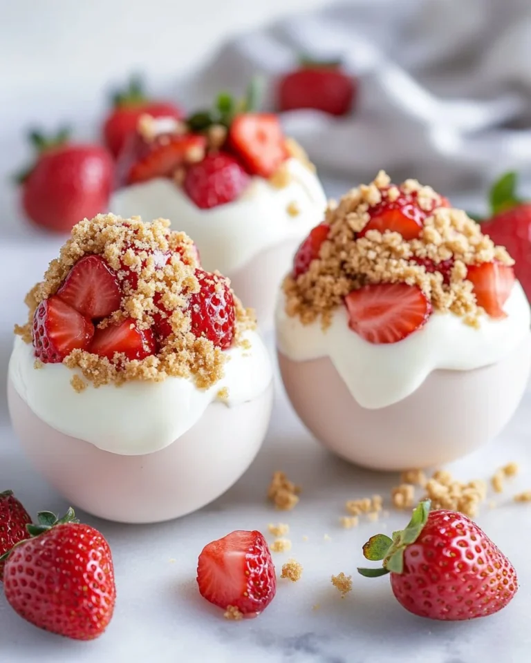 Strawberry Shortcake Easter Egg Bombs dessert for Easter celebration