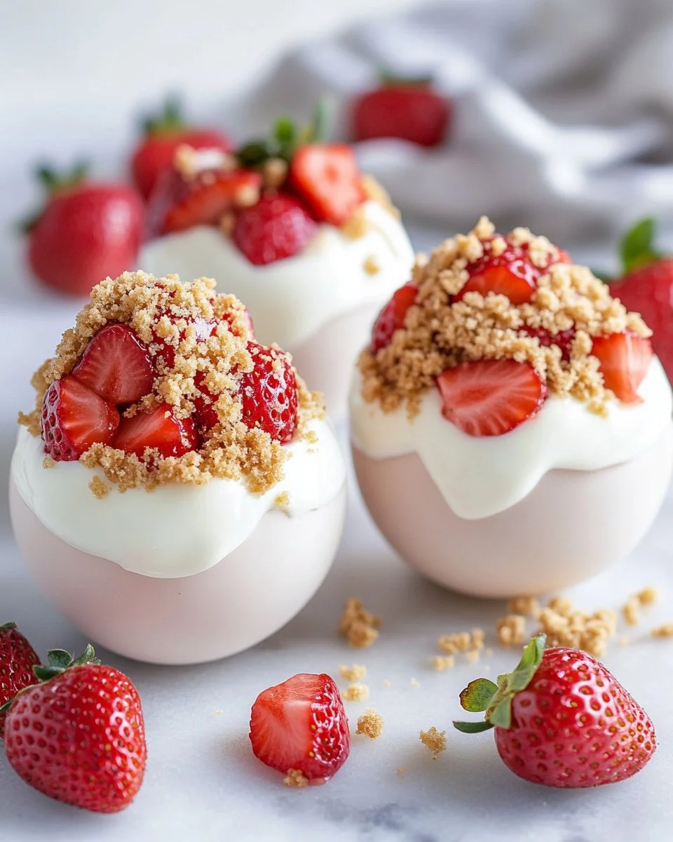 Strawberry Shortcake Easter Egg Bombs dessert for Easter celebration