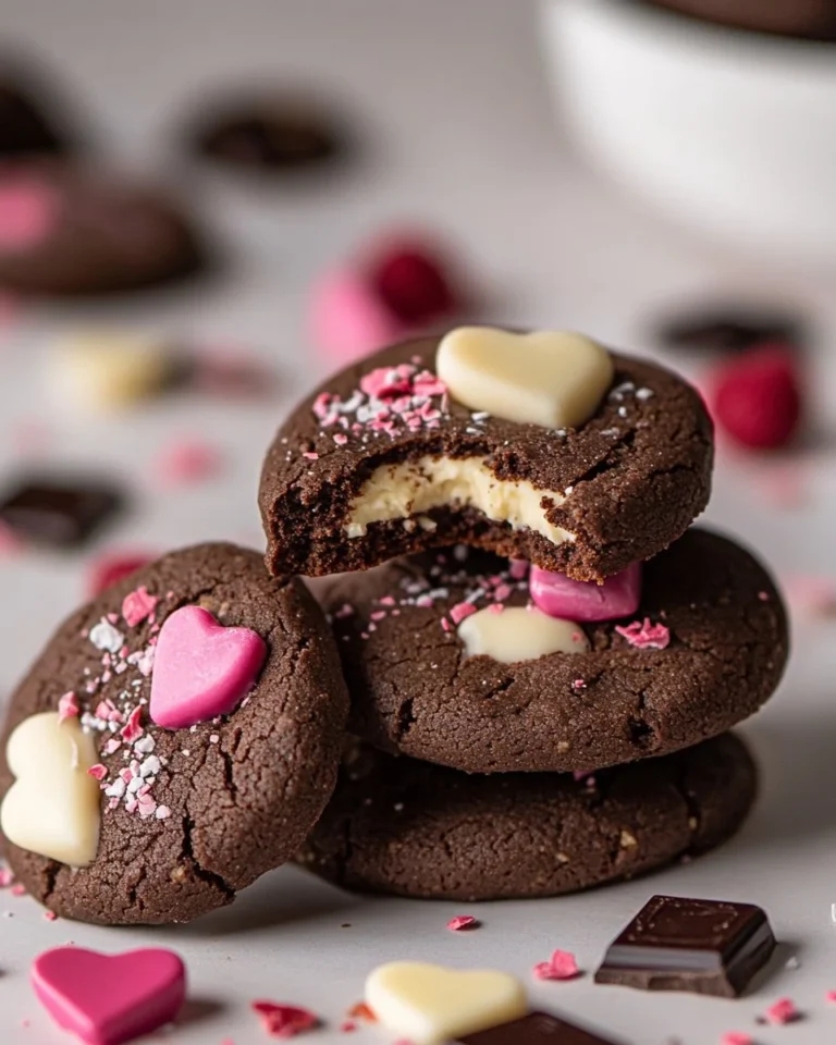 Delicious Valentine ganache cookies topped with rich chocolate ganache